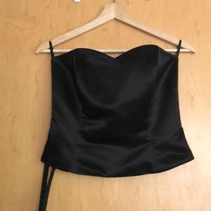 Black satin bustier top